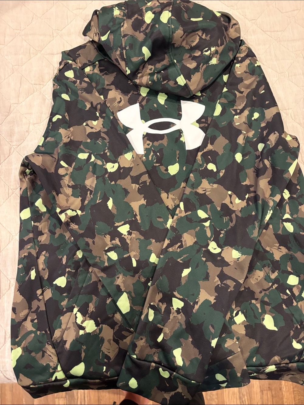 Under Armour Green/Brown/Black Camo Hoodie with White Logo